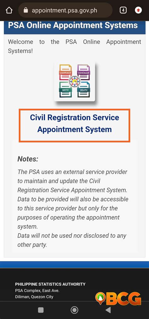 appoinment psa gov.ph